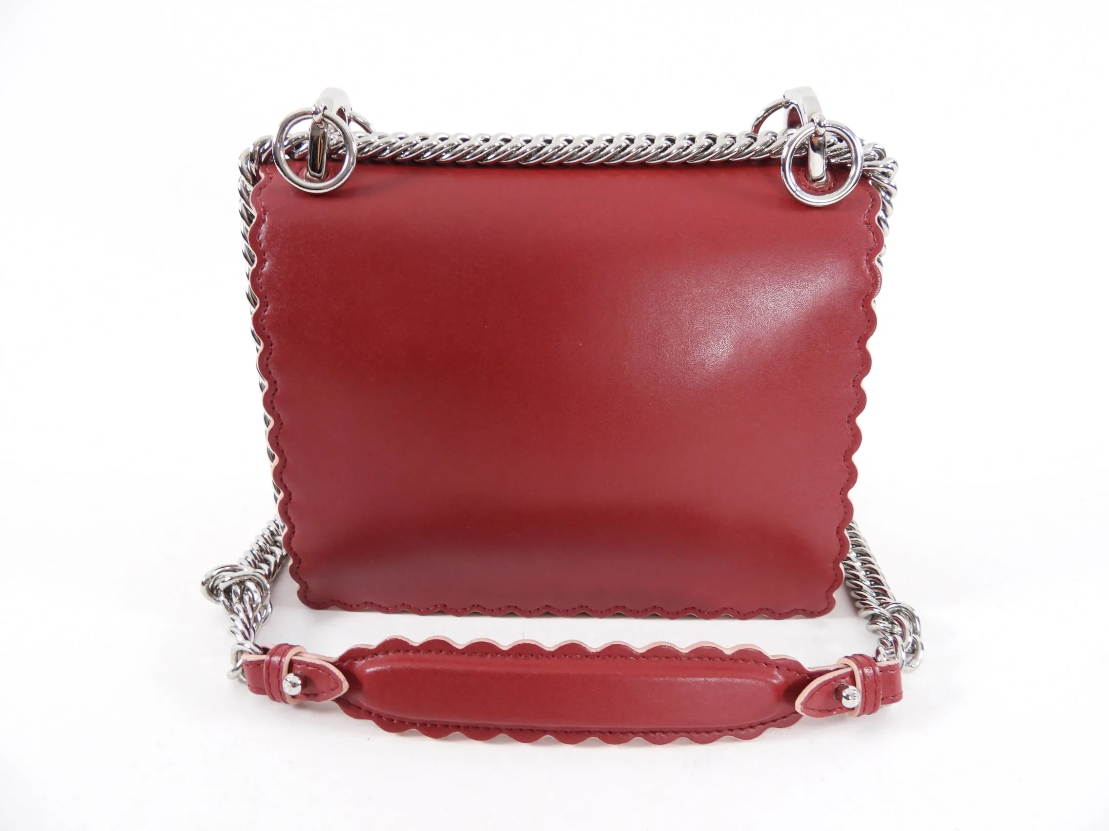 Fendi Dark Red Leather Kan 1 Shoulder Bag