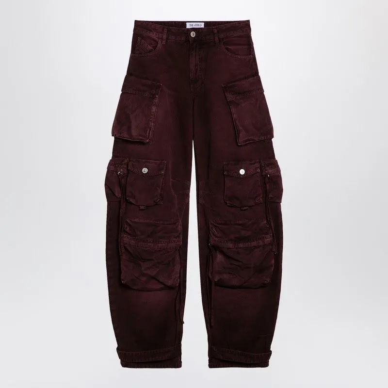 FERN RED/BURGUNDY MULTI-POCKET TROUSERS