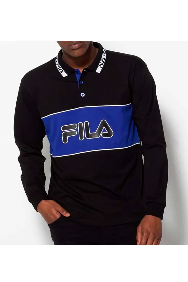 FILA Logo L/S Polo Black