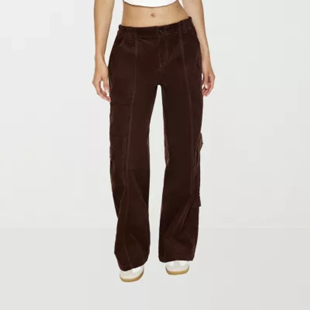 Forever 21 Corduroy Pant Womens Mid Rise Wide Leg Cargo Pant-Juniors