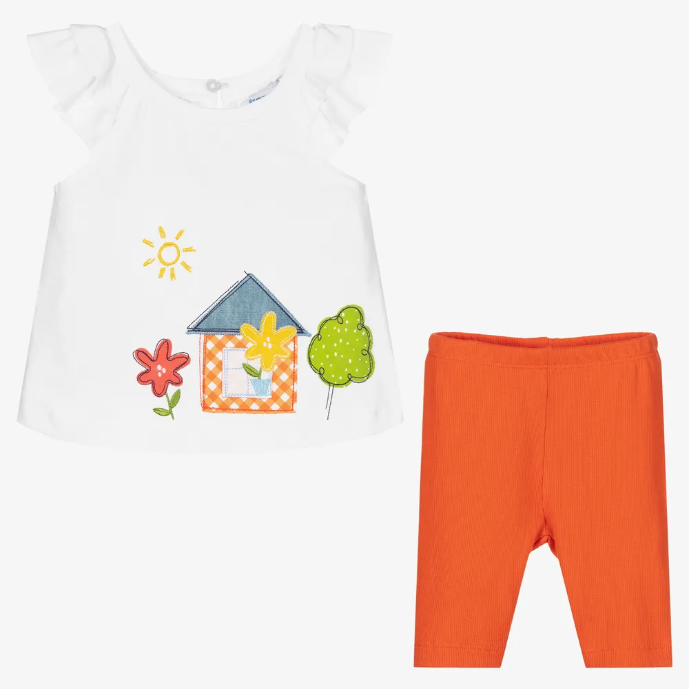 Girls Orange Leggings Set 