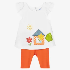 Girls Orange Leggings Set 