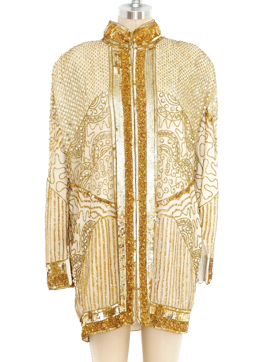 Gold Sequin and Bead Embellished Jacket