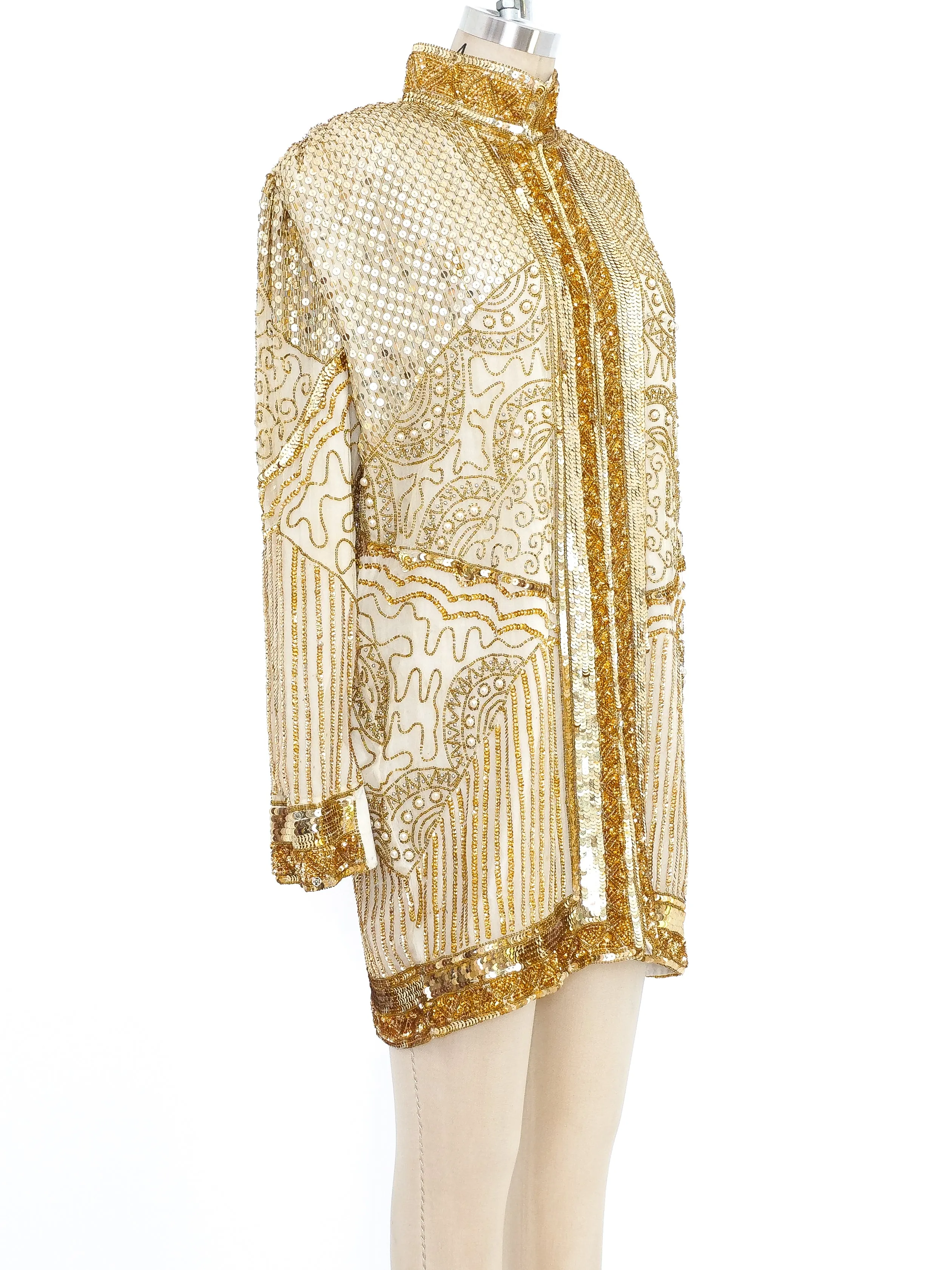 Gold Sequin and Bead Embellished Jacket