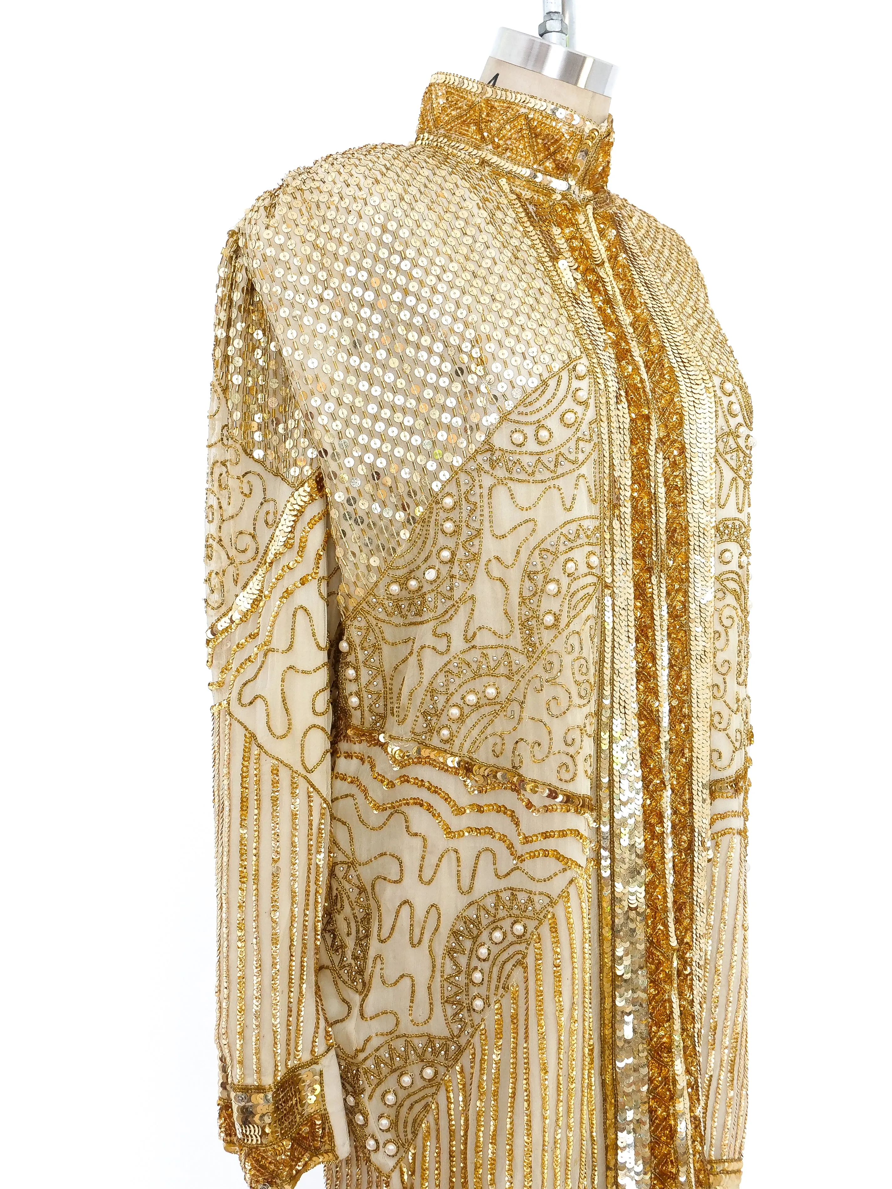 Gold Sequin and Bead Embellished Jacket