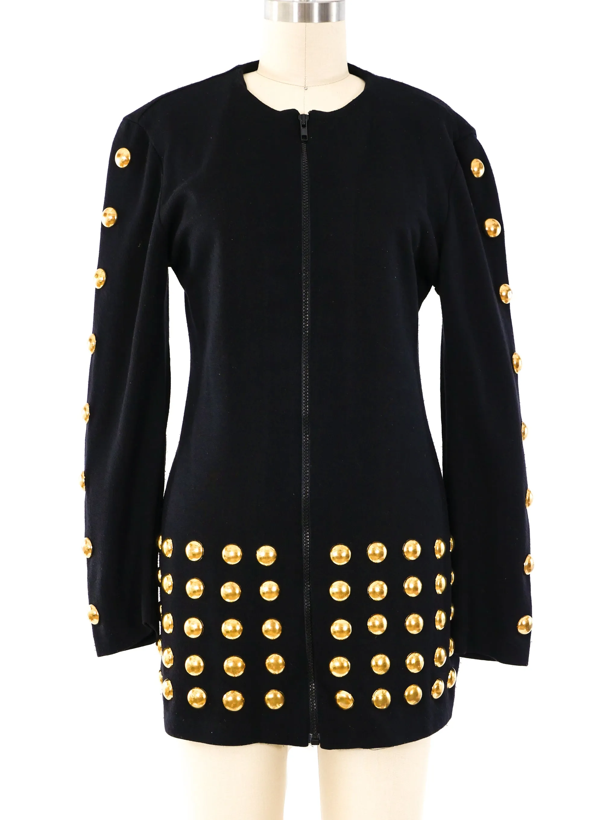 Goldtone Studded Knit Jacket