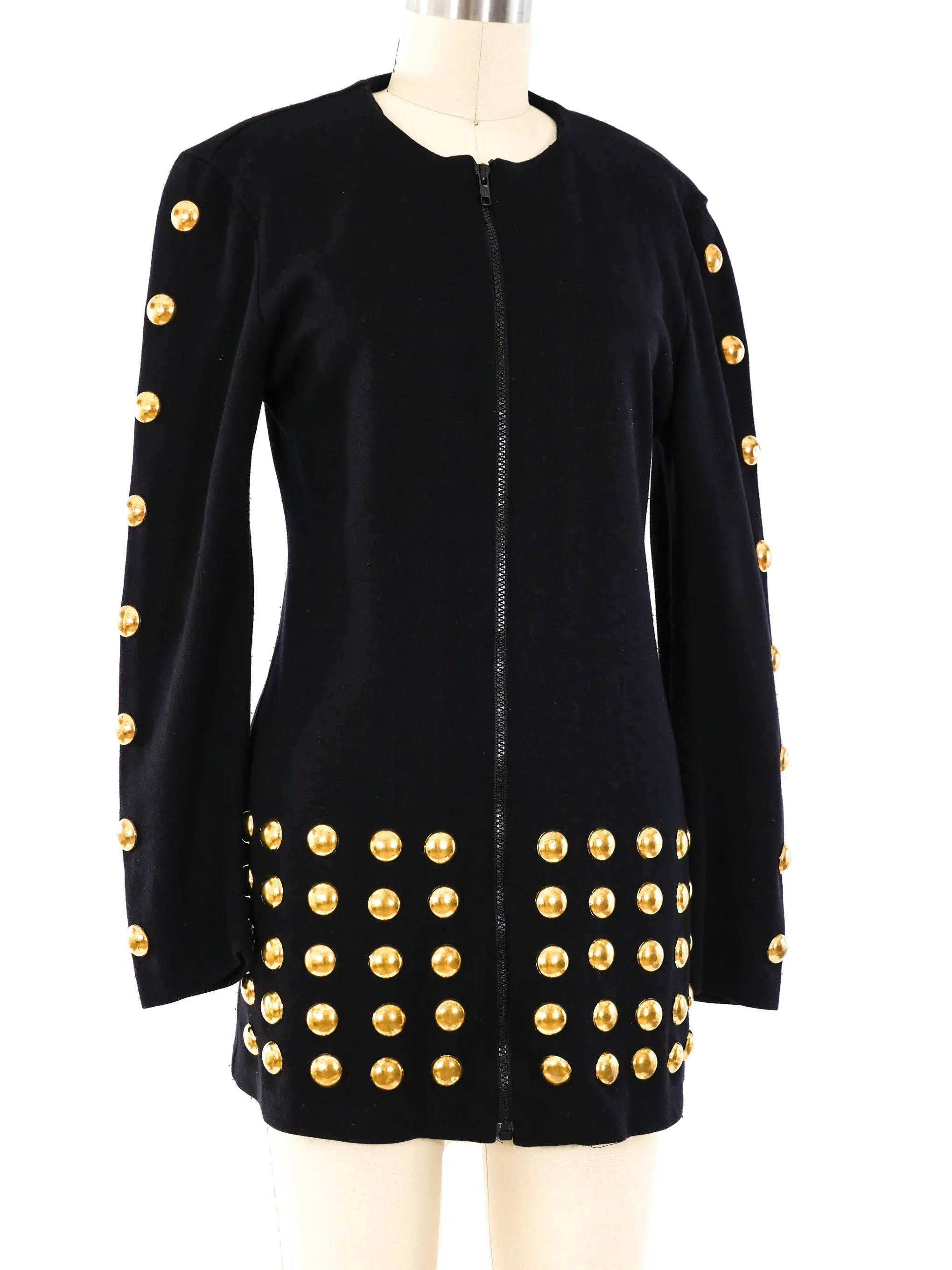 Goldtone Studded Knit Jacket