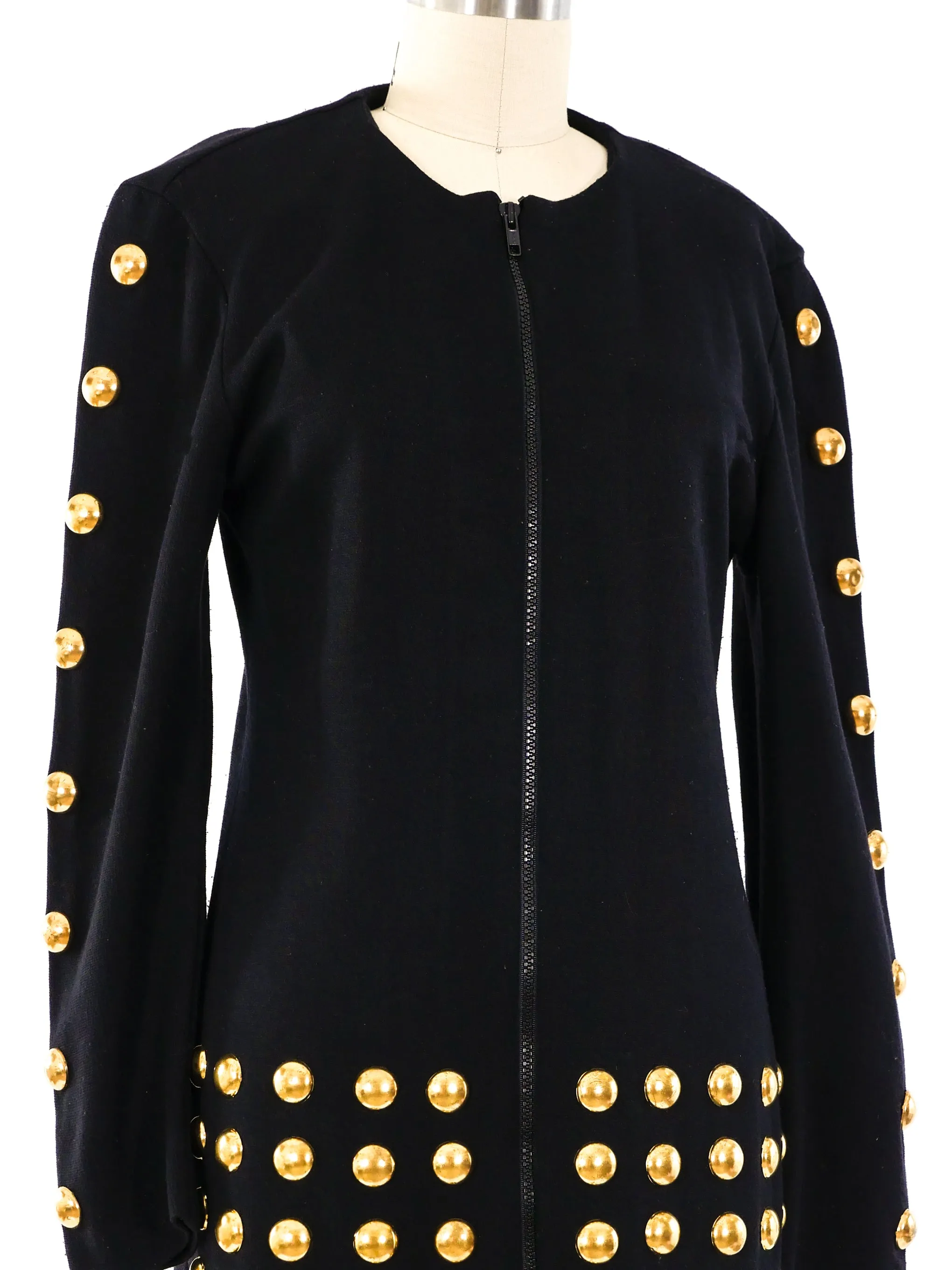 Goldtone Studded Knit Jacket