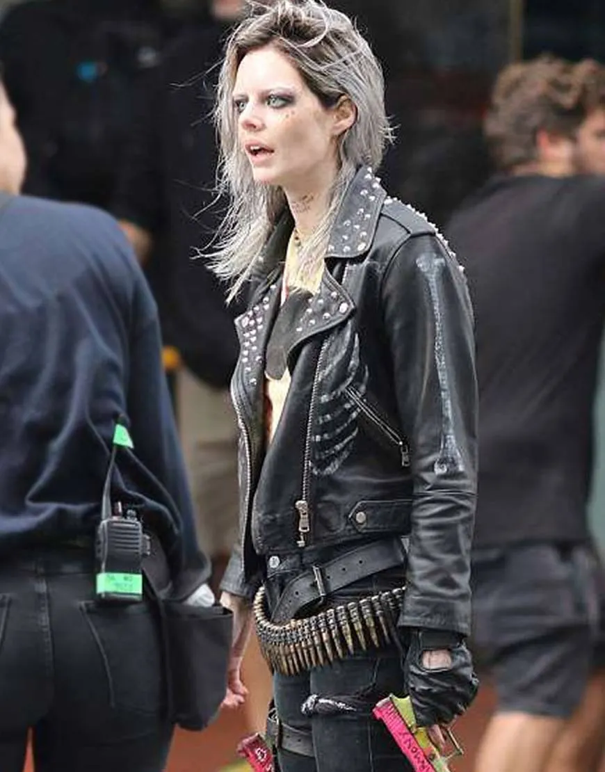 Guns Akimbo Samara Weaving Jacket | Nix Studded Black Leather Jacket