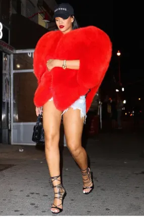 Heart Shaped Faux Fur Coat