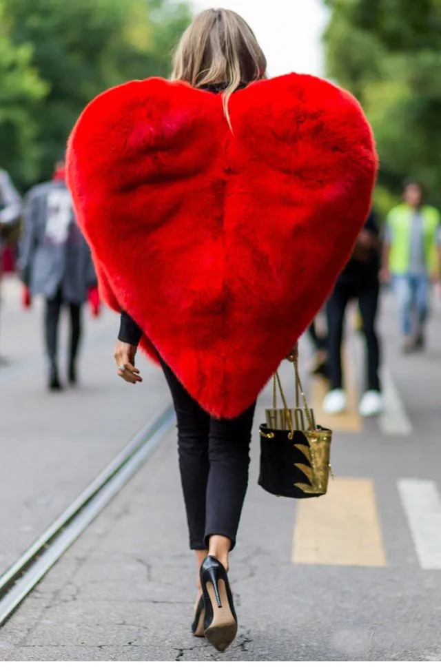 Heart Shaped Faux Fur Coat