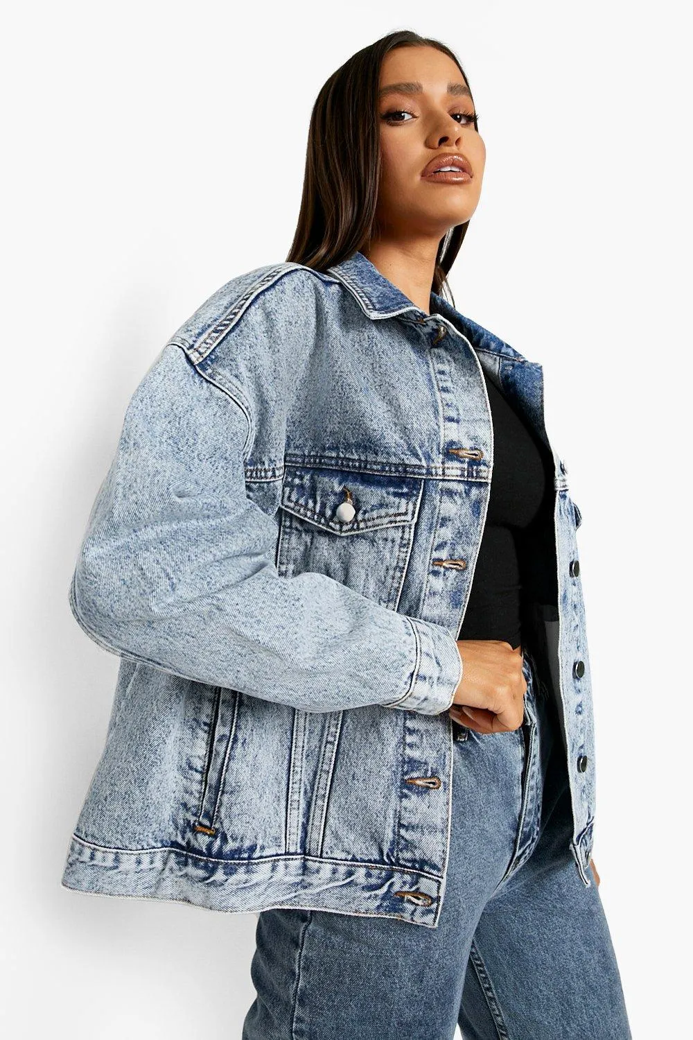 Heavy Acid Wash Oversized Denim Jacket