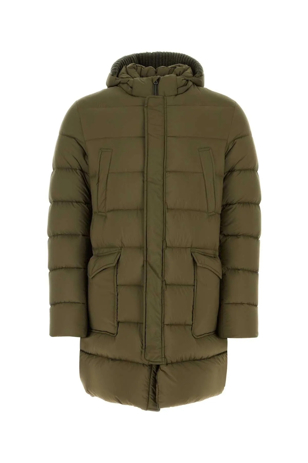 Herno Army Green Nylon Padded Jacket