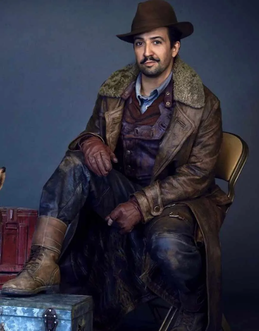 His Dark Materials Lin Manuel Miranda Coat | Brown Leather Trench Coat