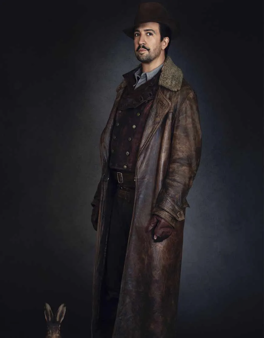 His Dark Materials Lin Manuel Miranda Coat | Brown Leather Trench Coat