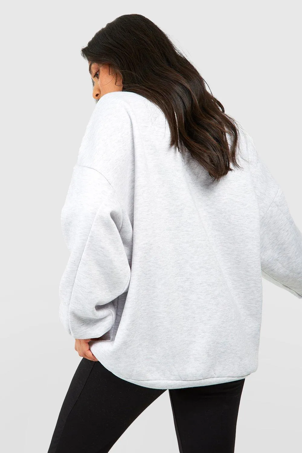 Hoodies & Sweatshirts | Petite Half Zip Applique Oversized Sweatshirt | boohoo