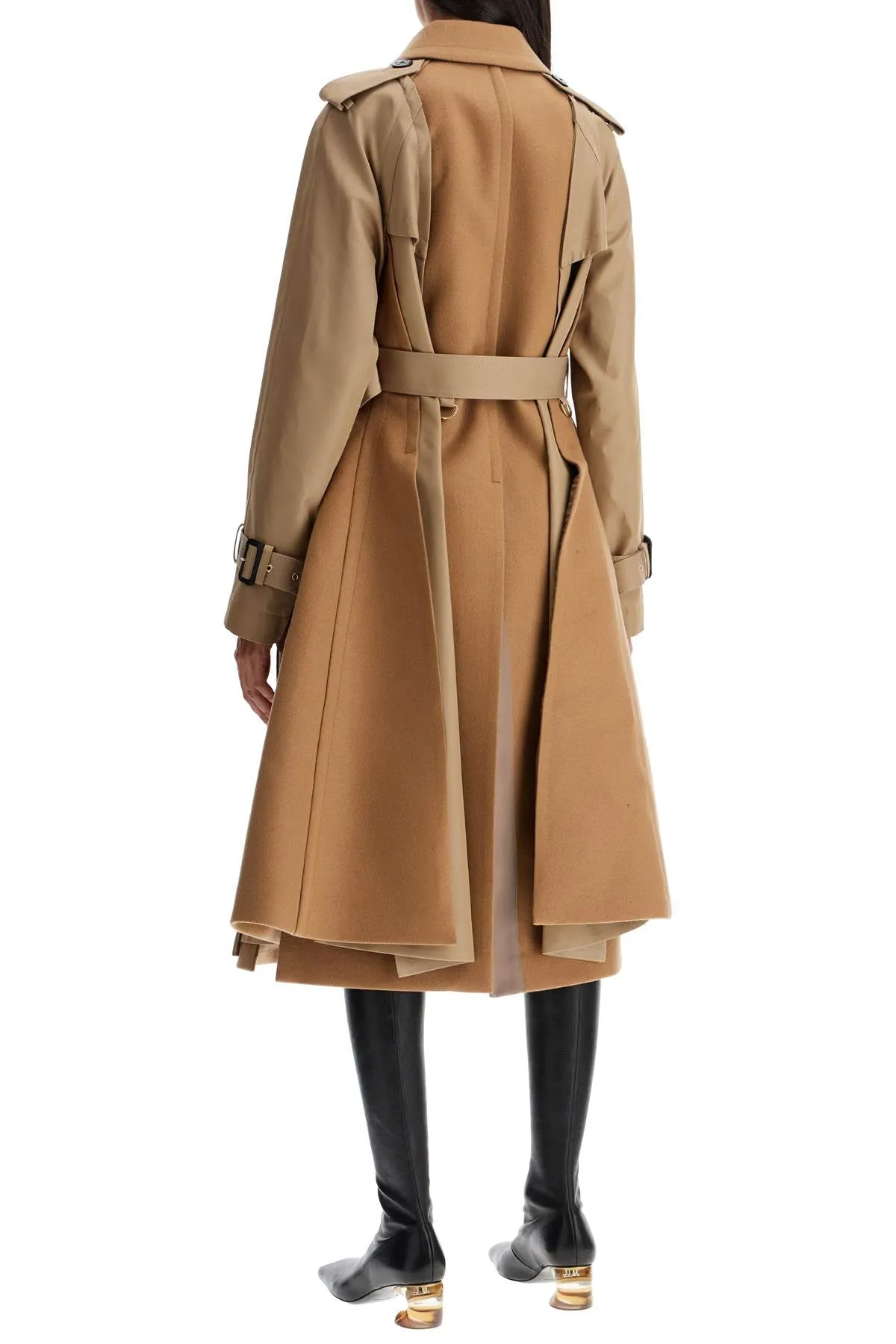 hybrid coat in gabardine and 24 07349 BEIGE