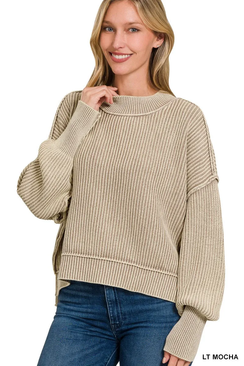 In Good Spirits Oversized Crop Sweater Lt Mocha