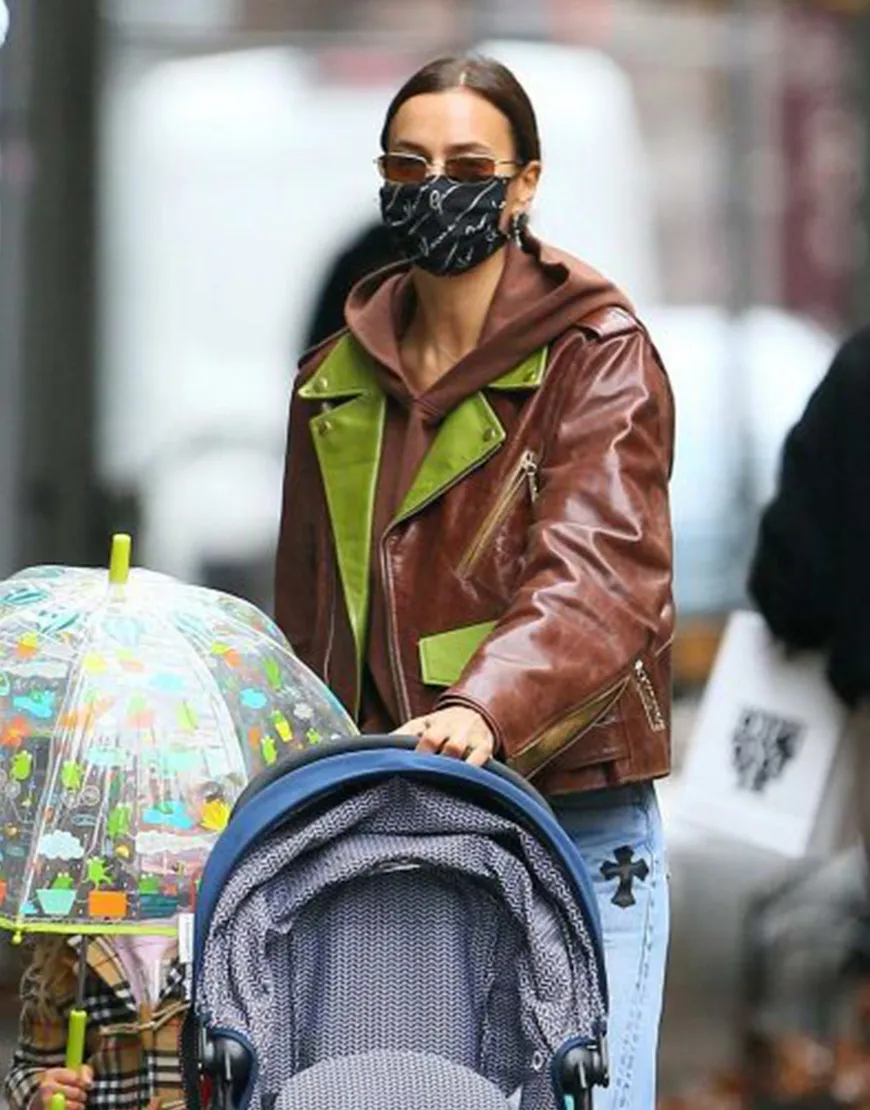 Irina Shayk Brown Leather Jacket | Women's Brown Leather Jacket