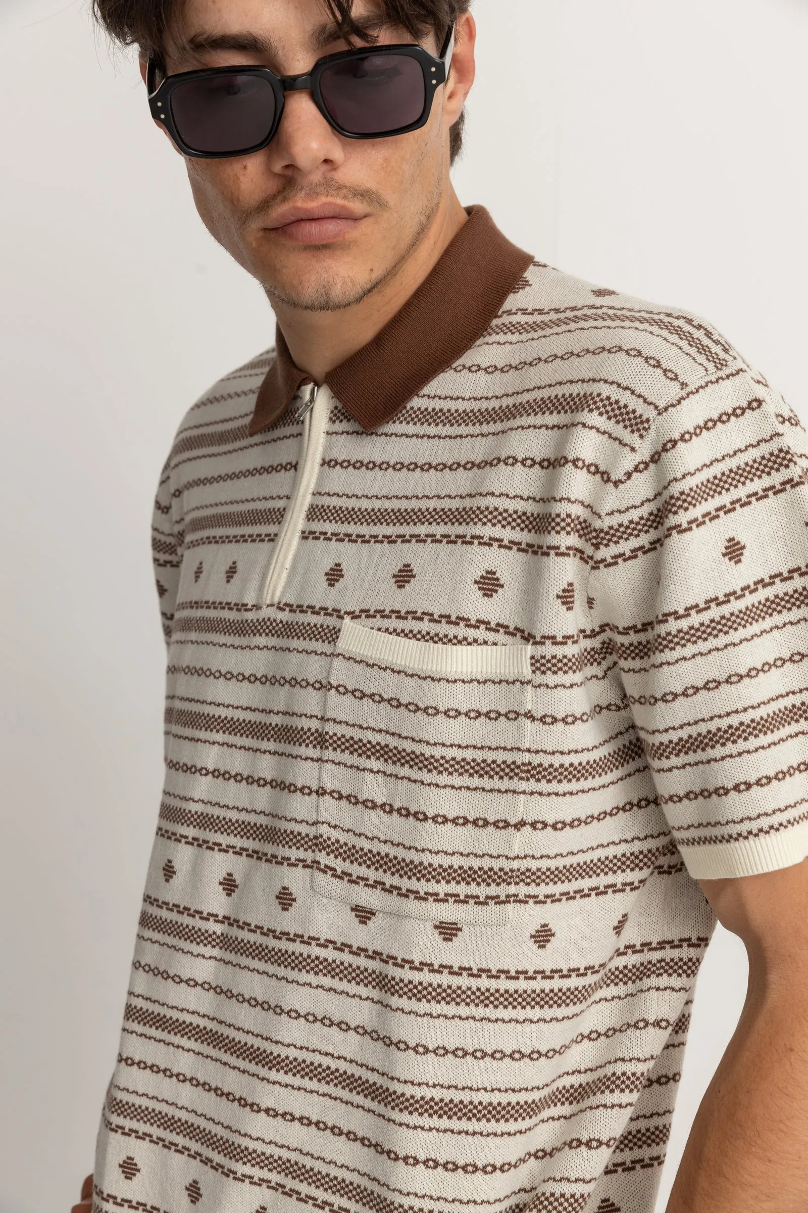 Jacquard Ss Polo Natural