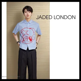 JADED LONDON  |Stripes Cotton Logo Shirts