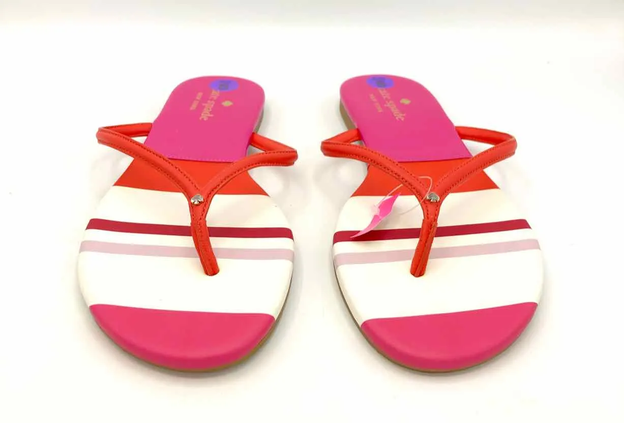 KATE SPADE Red Pink Multi Leather Upper Flip Flop Shoe Size 8 Shoes