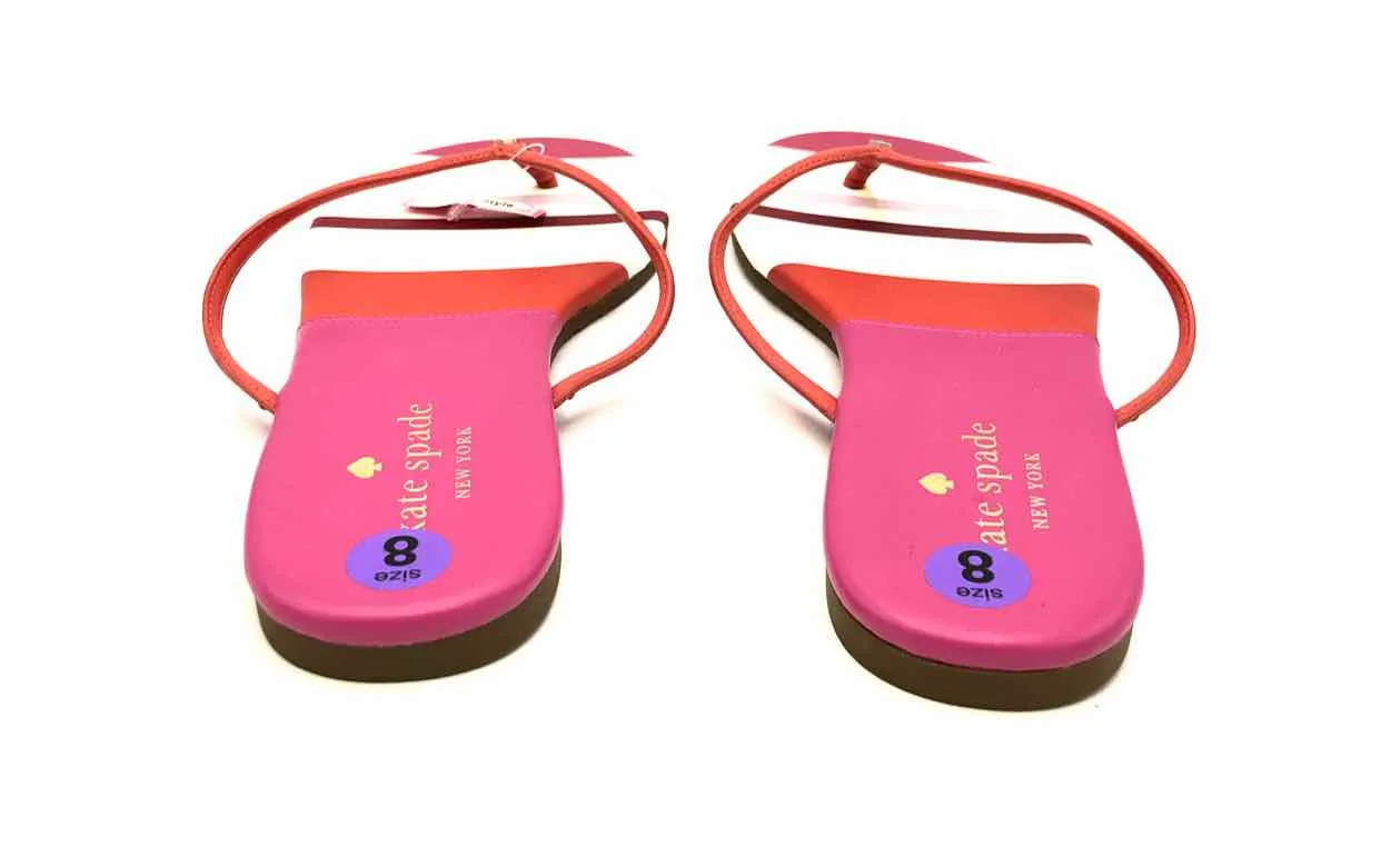 KATE SPADE Red Pink Multi Leather Upper Flip Flop Shoe Size 8 Shoes