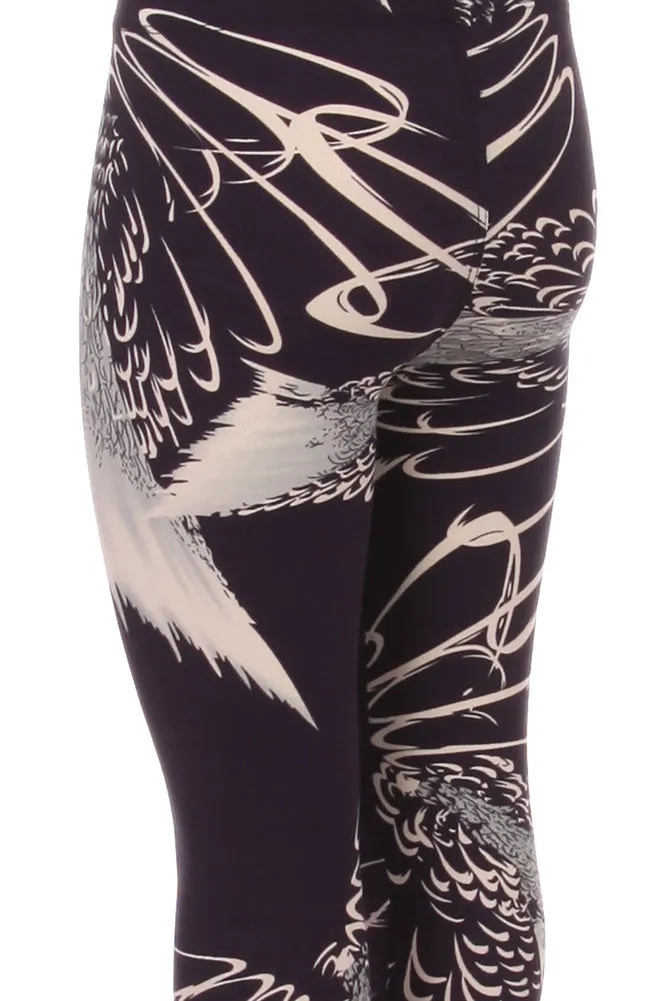 Kid's Big Feather Pattern Printed Leggings