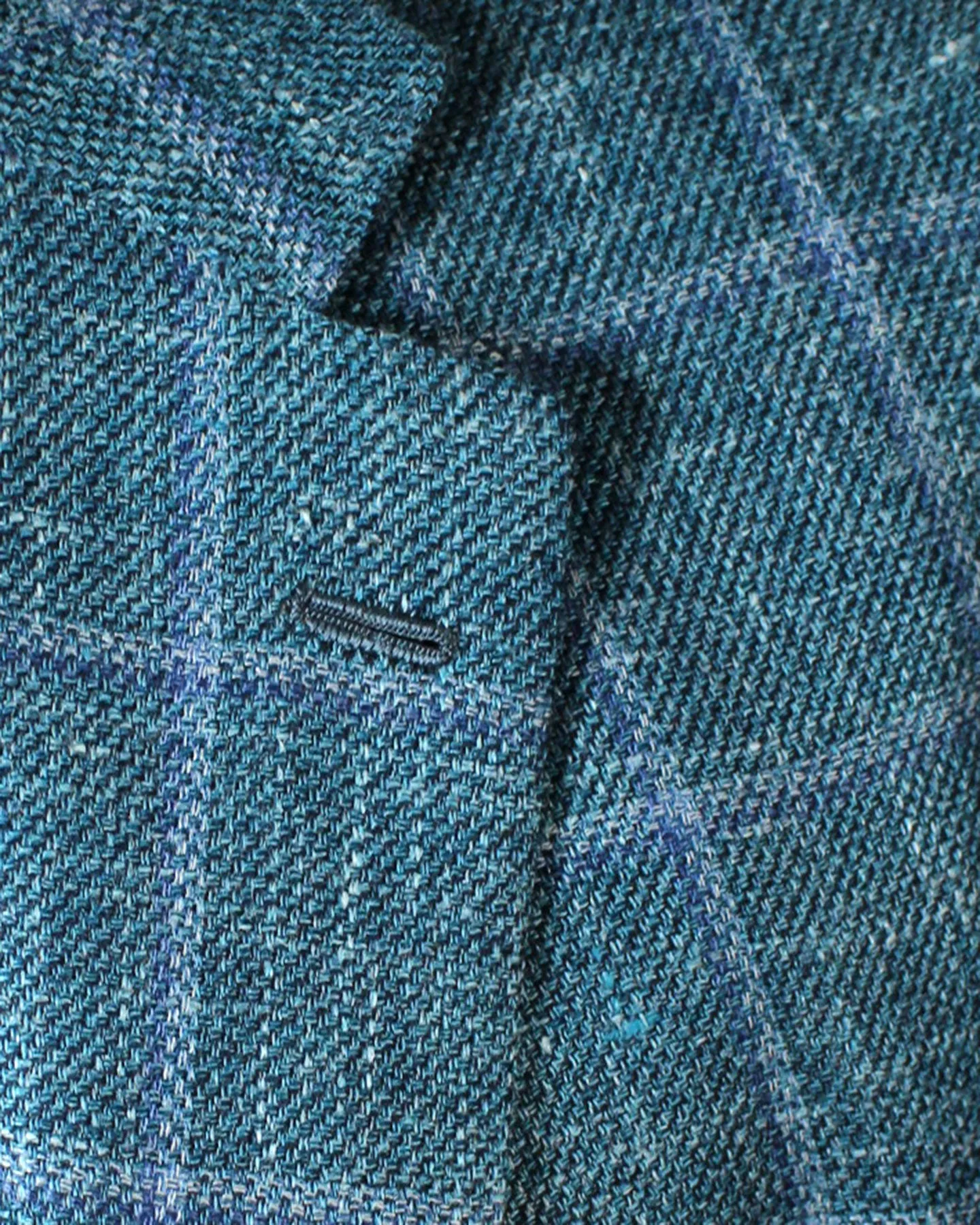 Kiton Sport Coat EU 54 / US 42 Cashmere Linen Silk Teal Blue Windowpane