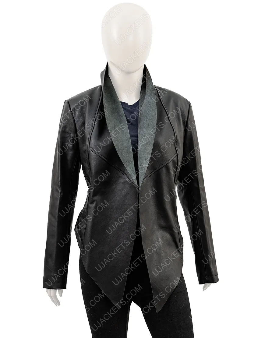 Kym Marsh Black Waterfall Jacket | Women's Waterfall Leather Jacket