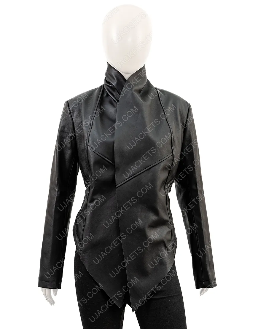 Kym Marsh Black Waterfall Jacket | Women's Waterfall Leather Jacket