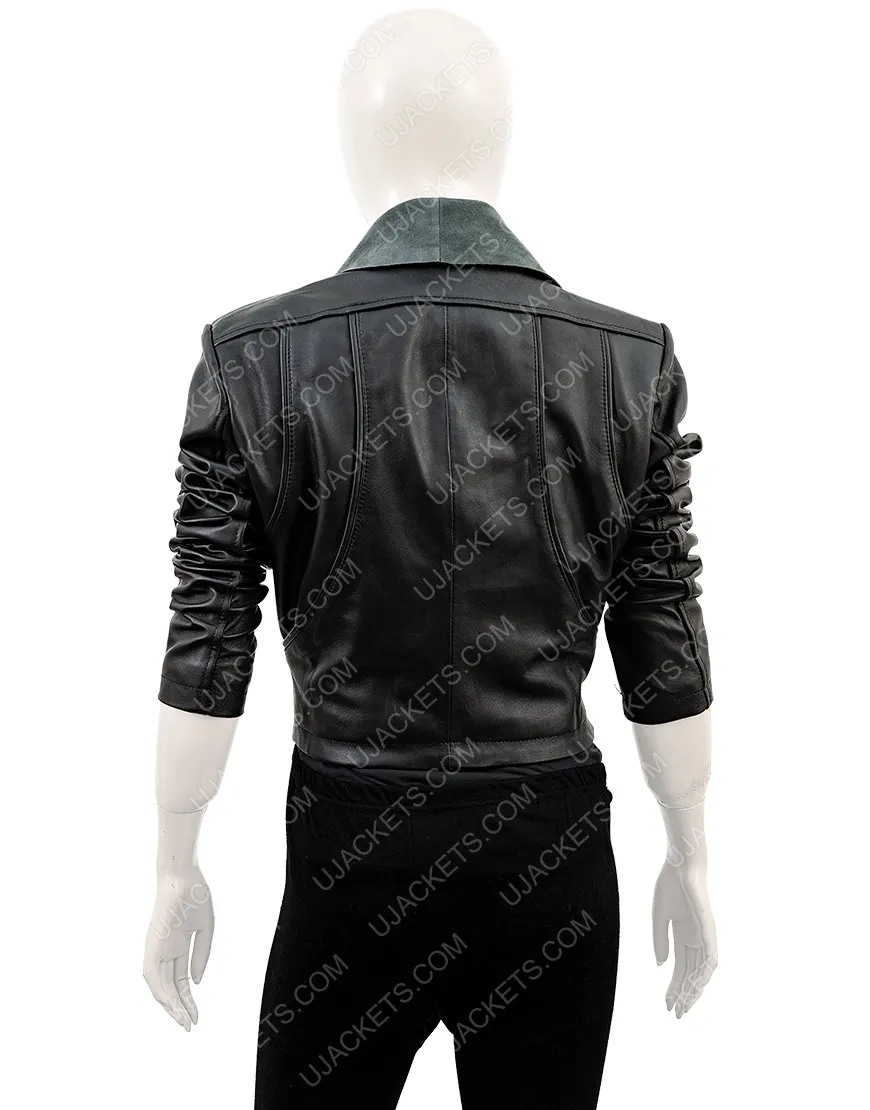 Kym Marsh Black Waterfall Jacket | Women's Waterfall Leather Jacket