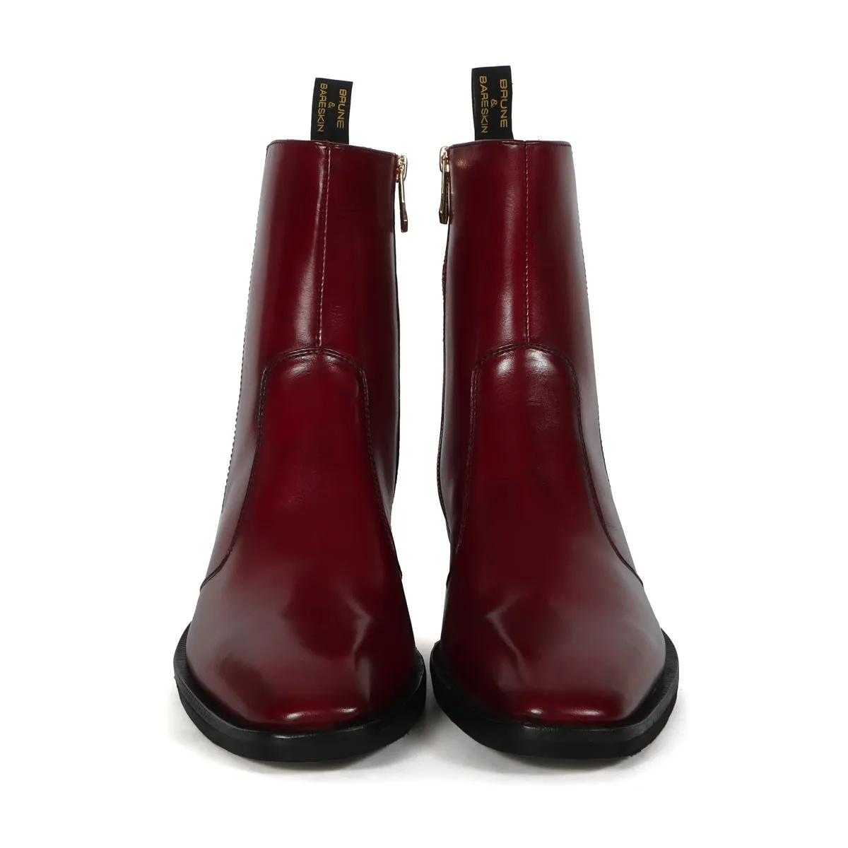 Light Wight Cuban Chelsea Boot In Wine Genuine Leather with Zip Closure