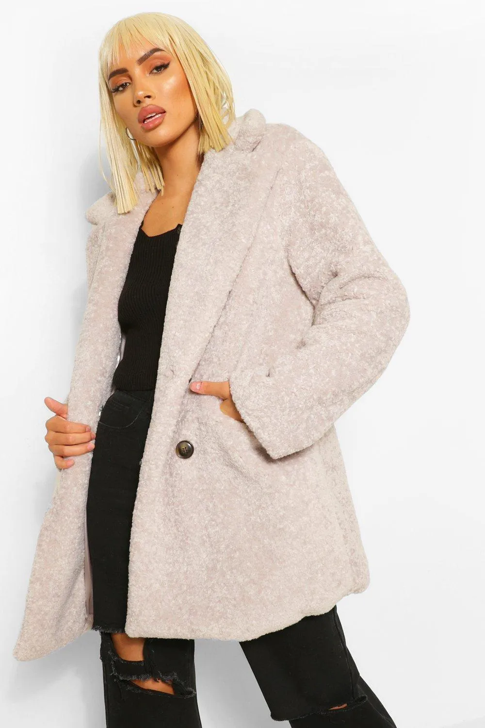 Luxe Textured Teddy Coat