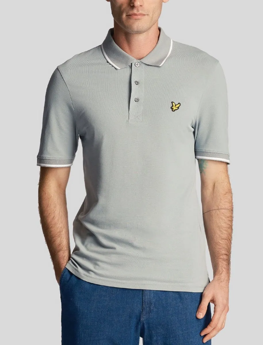 Lyle & Scott Tipped Short Sleeve Polo Shirt Slate Blue/White