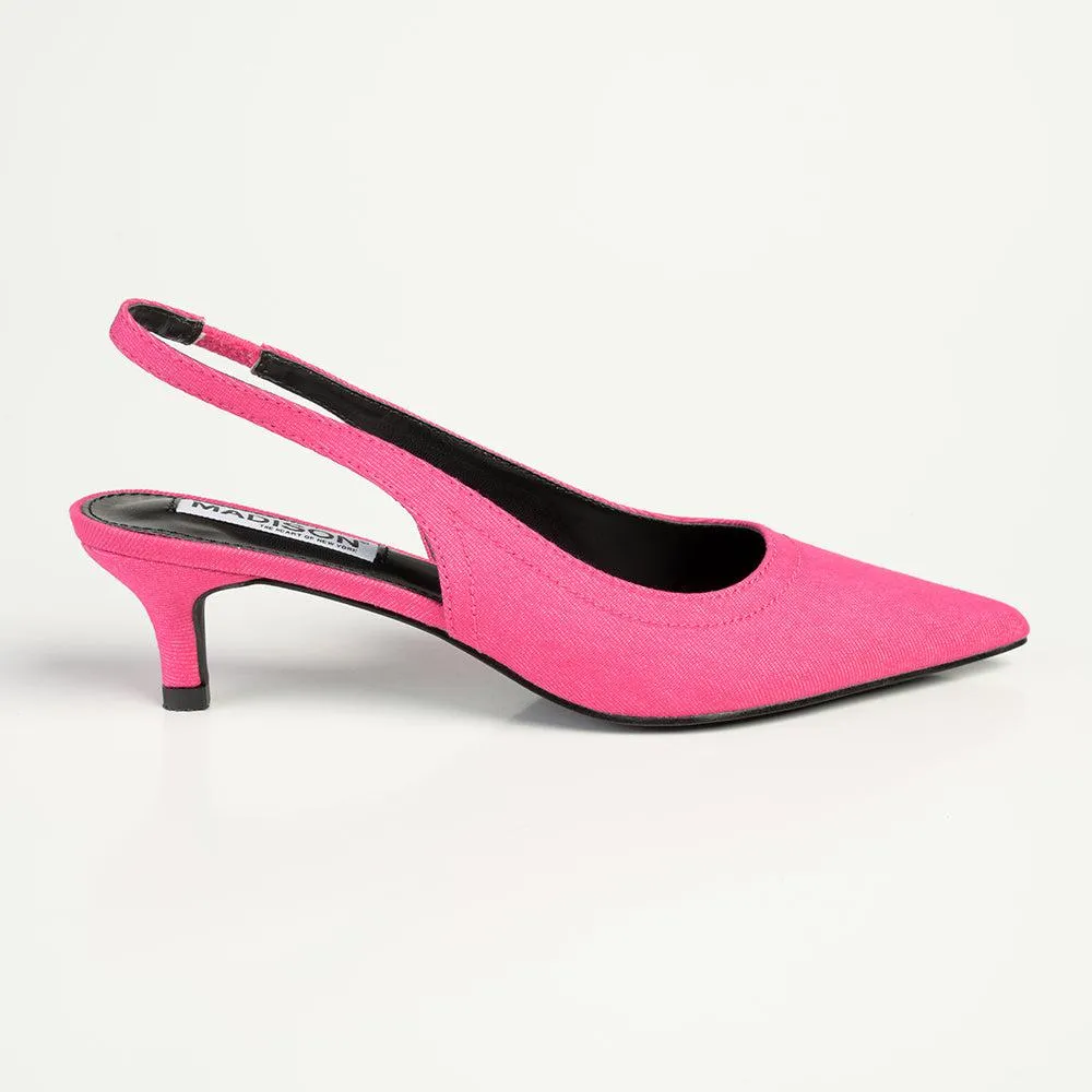 Madison Paige Kitten Slingback Heels - Pink