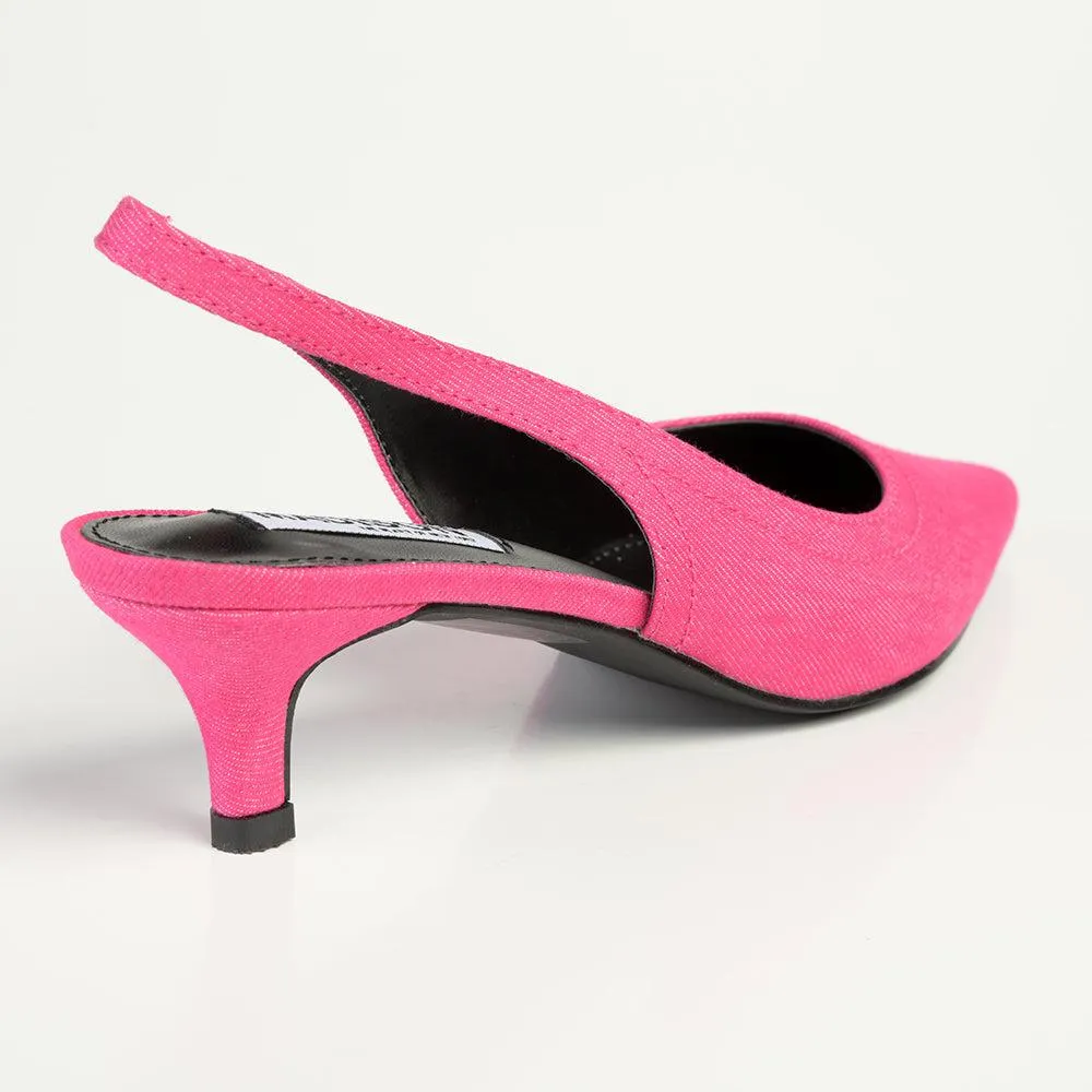 Madison Paige Kitten Slingback Heels - Pink