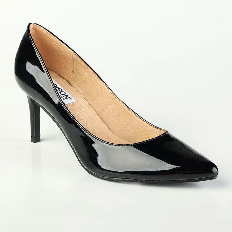 Madison Penny Patent Court Heels - Black