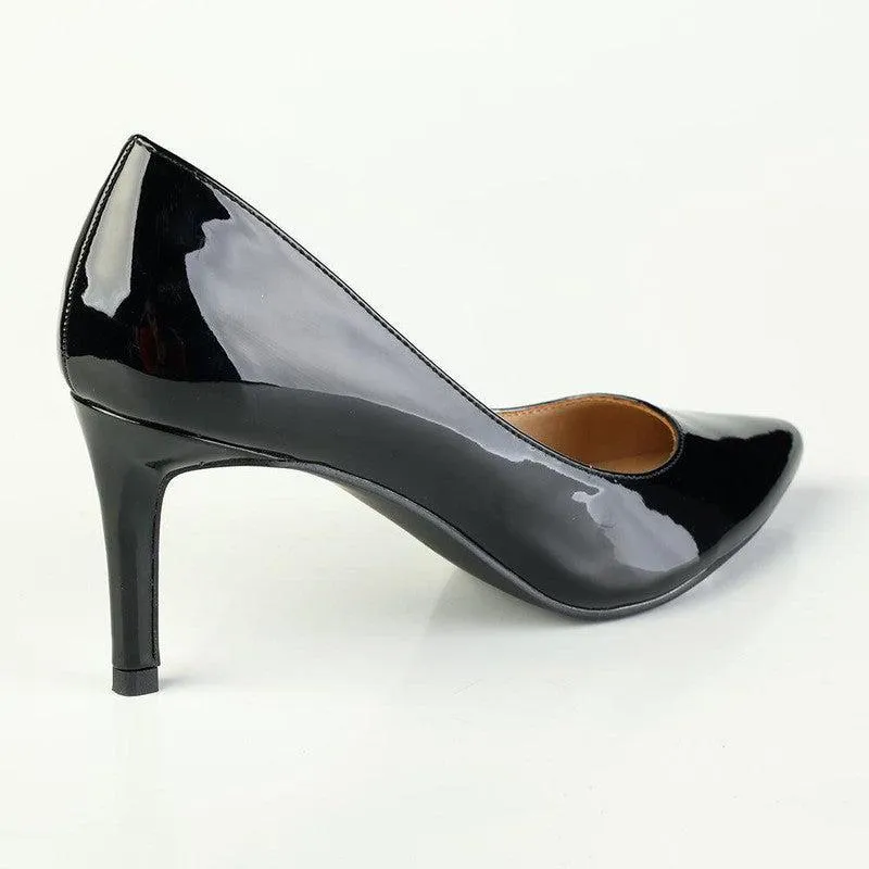 Madison Penny Patent Court Heels - Black