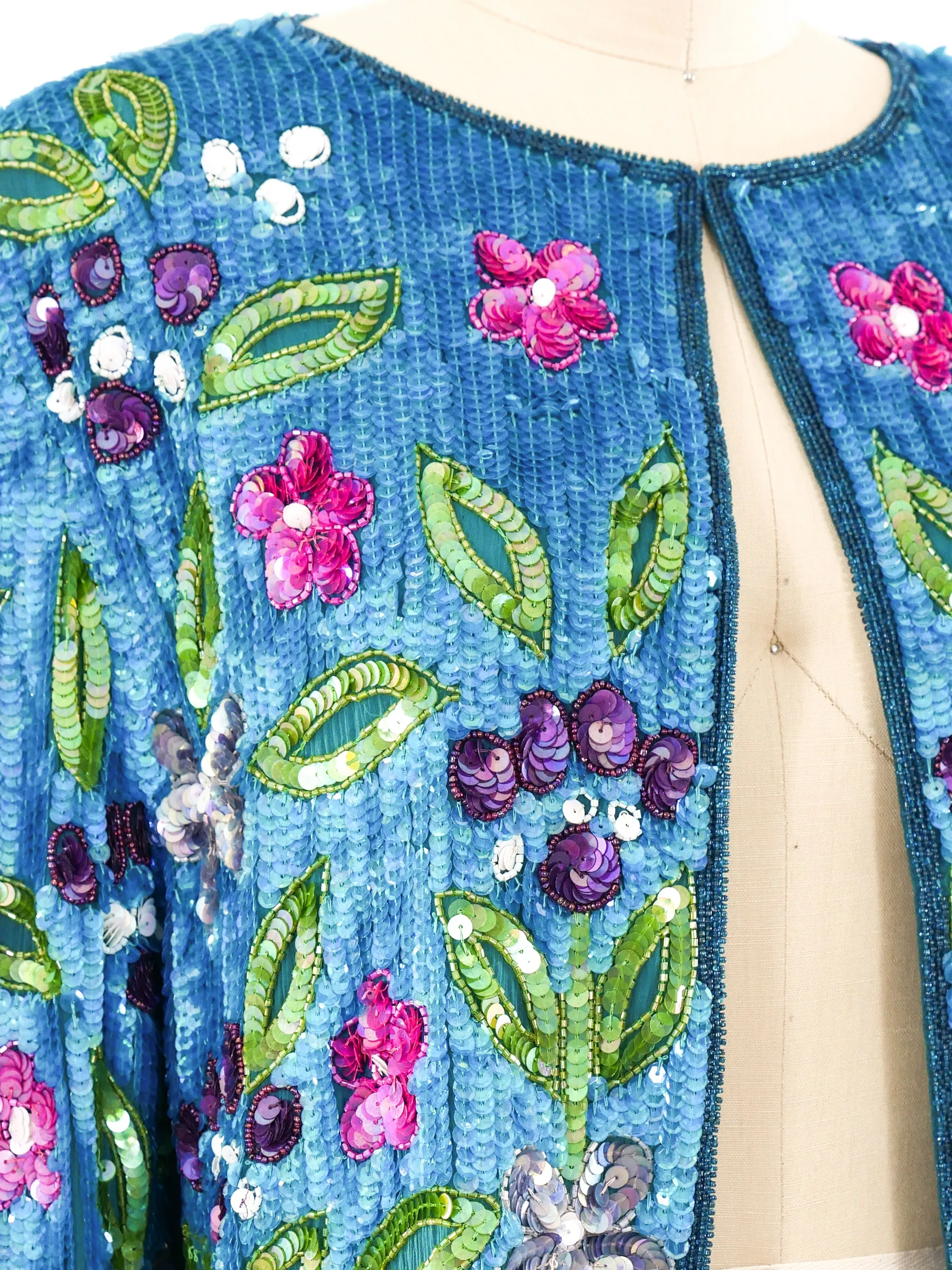 Mary McFadden Sequin Embellished Floral Jacket