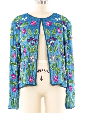 Mary McFadden Sequin Embellished Floral Jacket