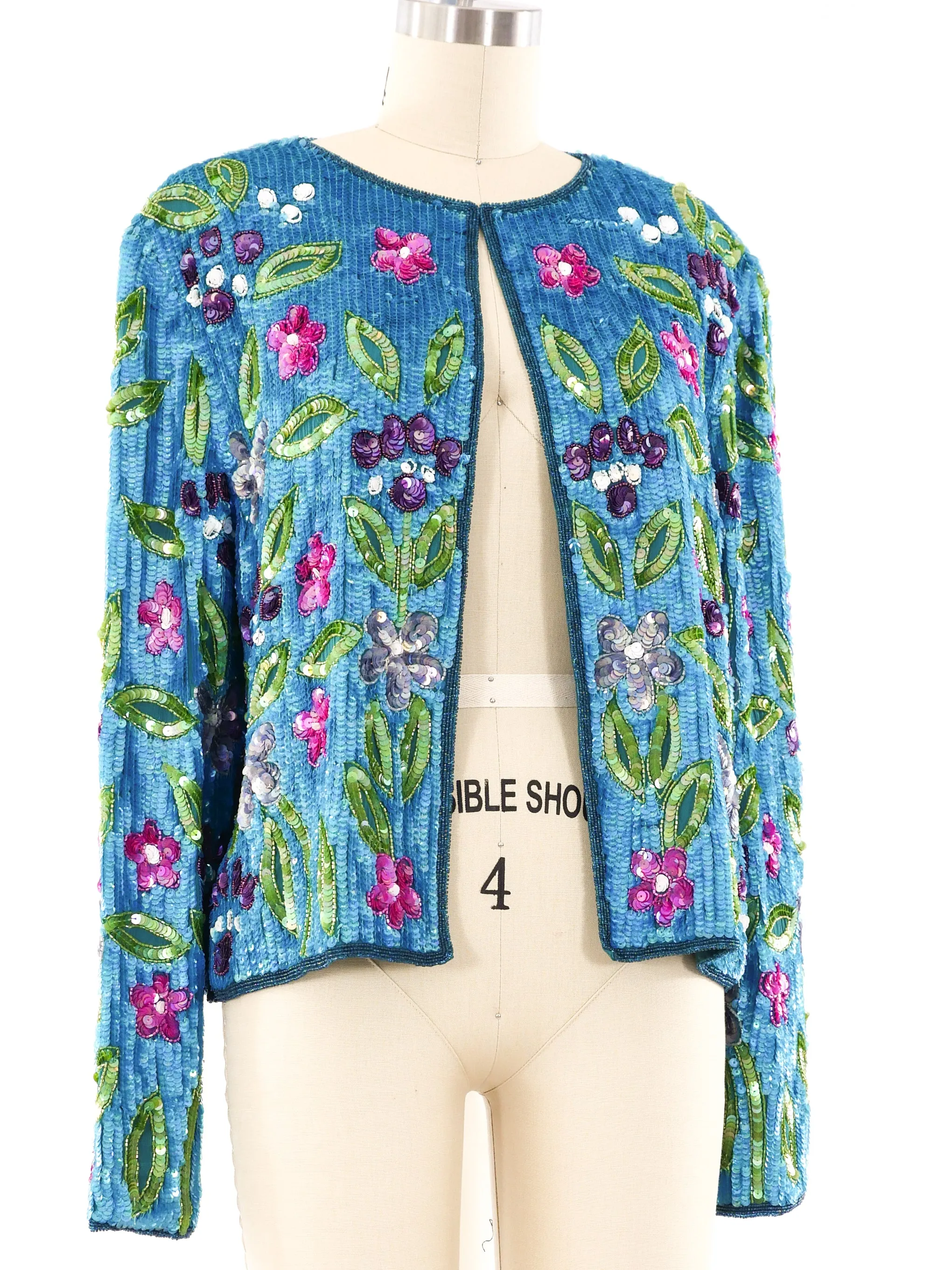 Mary McFadden Sequin Embellished Floral Jacket