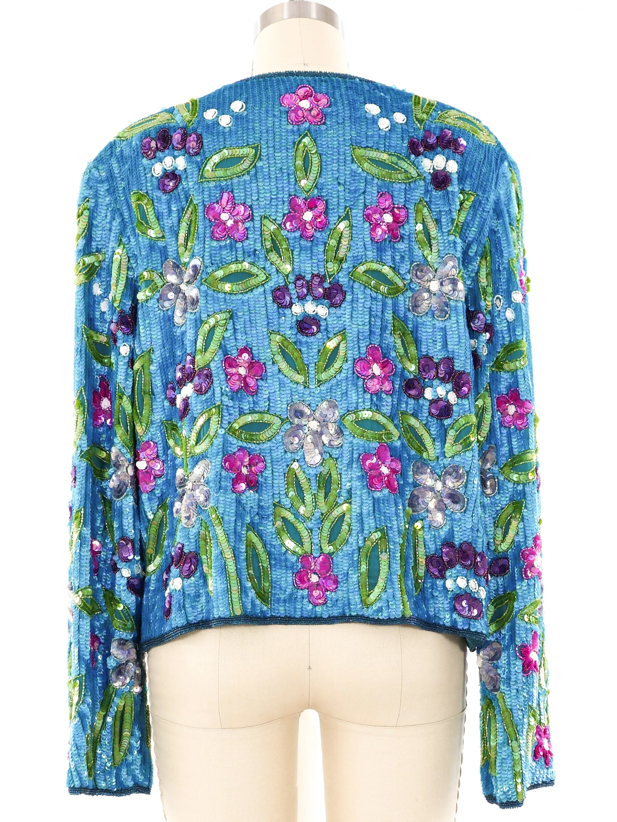 Mary McFadden Sequin Embellished Floral Jacket