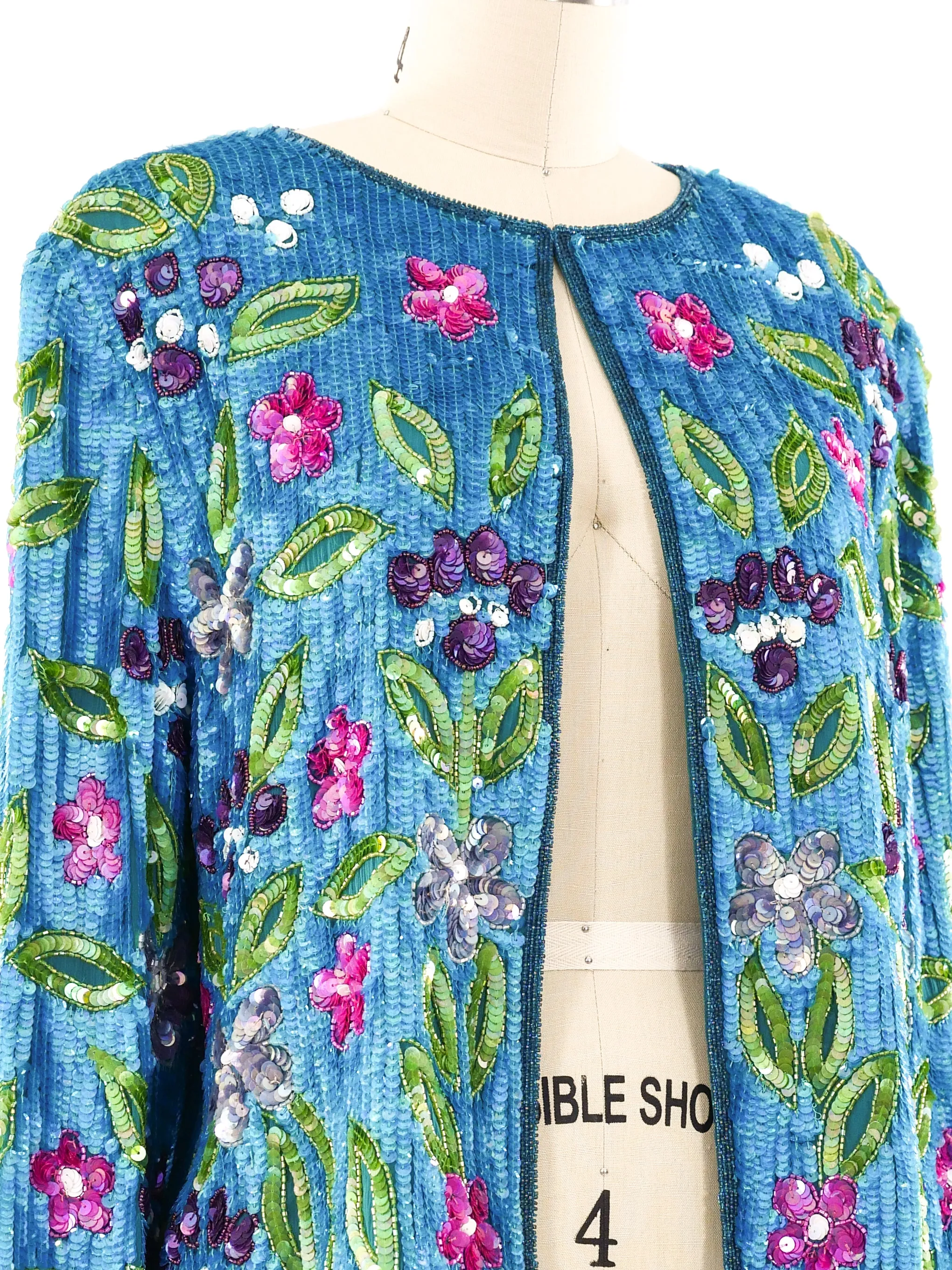 Mary McFadden Sequin Embellished Floral Jacket