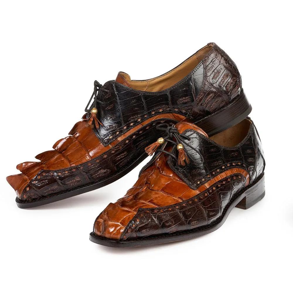 Mauri Men's Borsieri Cognac & Sport Rust Baby Croc & Hornback Crocodile Oxfords 4717/2(MA4800)