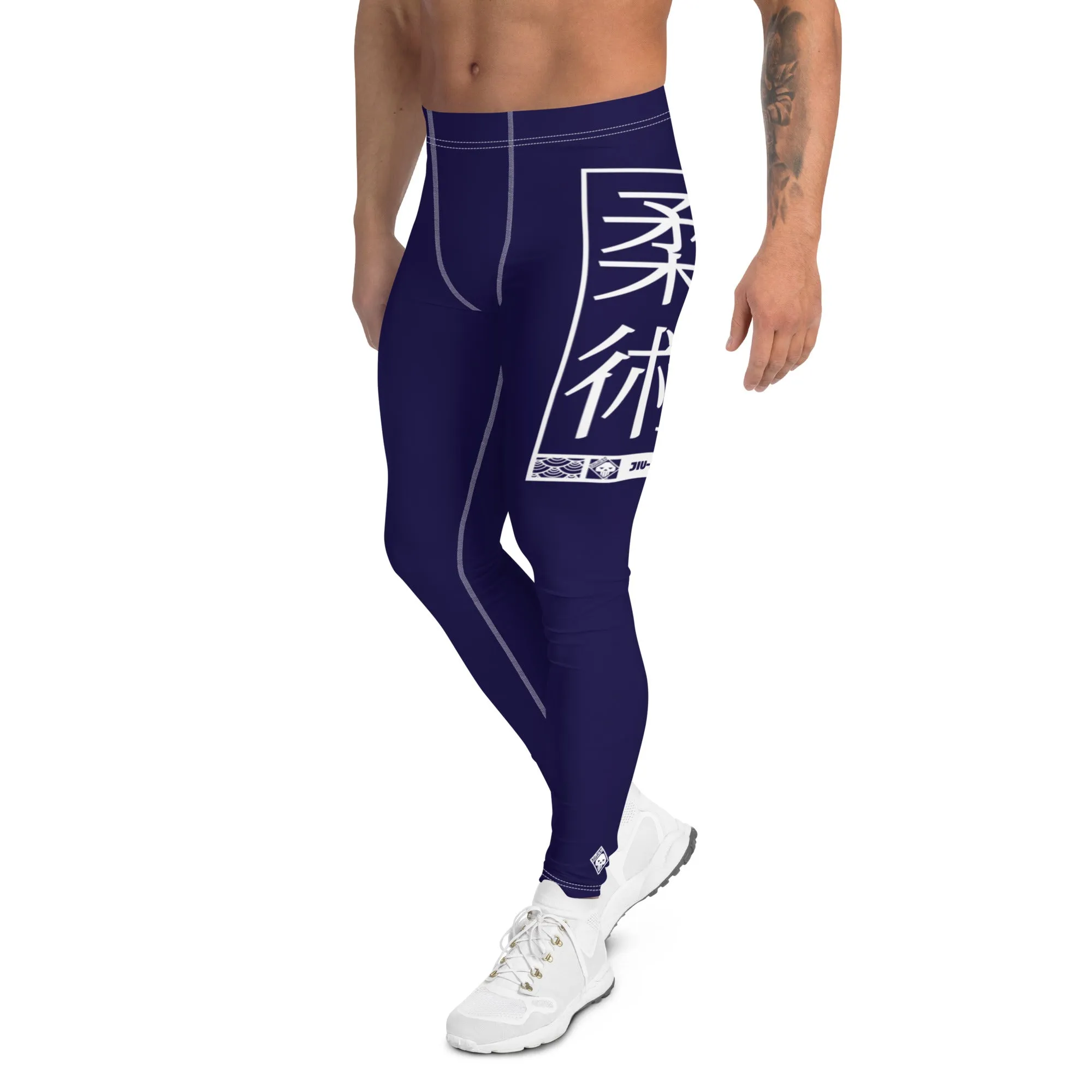 Men's Athletic Workout Leggings For Jiu Jitsu 002 - Midnight Blue