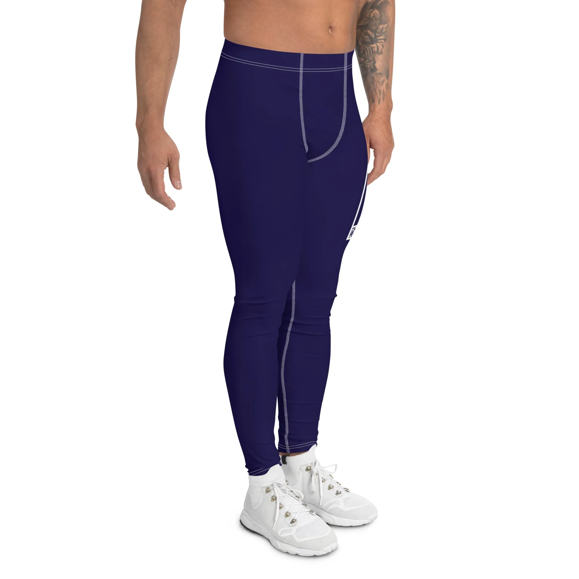 Men's Athletic Workout Leggings For Jiu Jitsu 002 - Midnight Blue