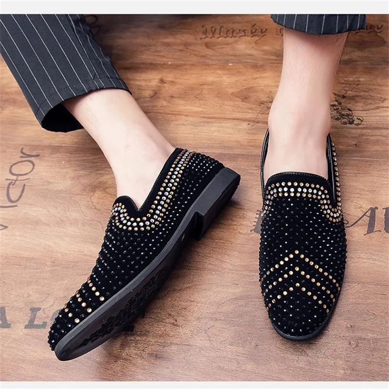 Men's Luxury Italian Style Rhinestone Nightclub Wedding Loafers Shoes