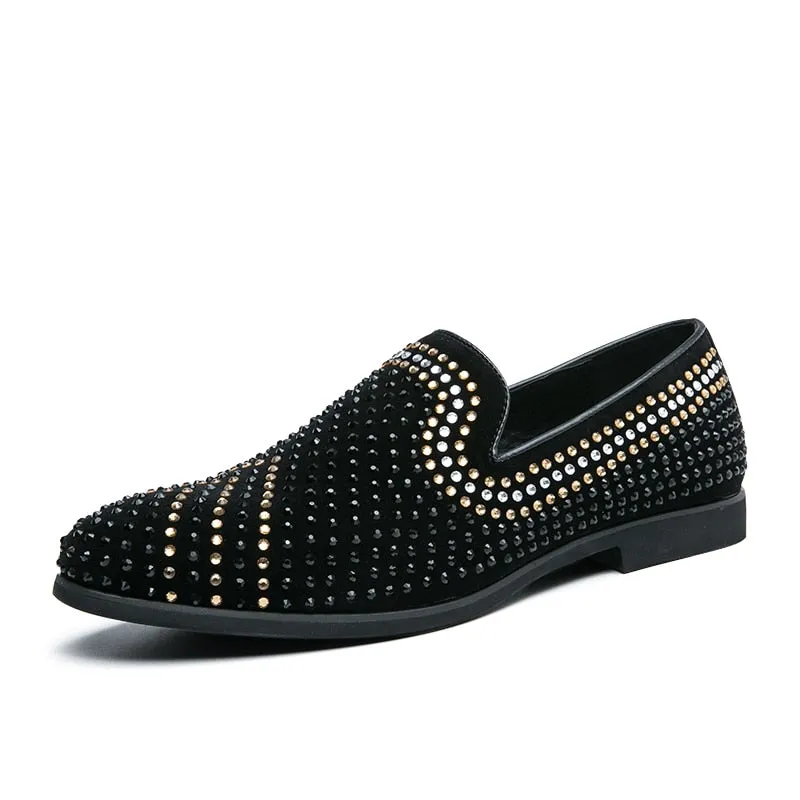 Men's Luxury Italian Style Rhinestone Nightclub Wedding Loafers Shoes