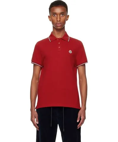 Moncler Red Logo Patch Polo